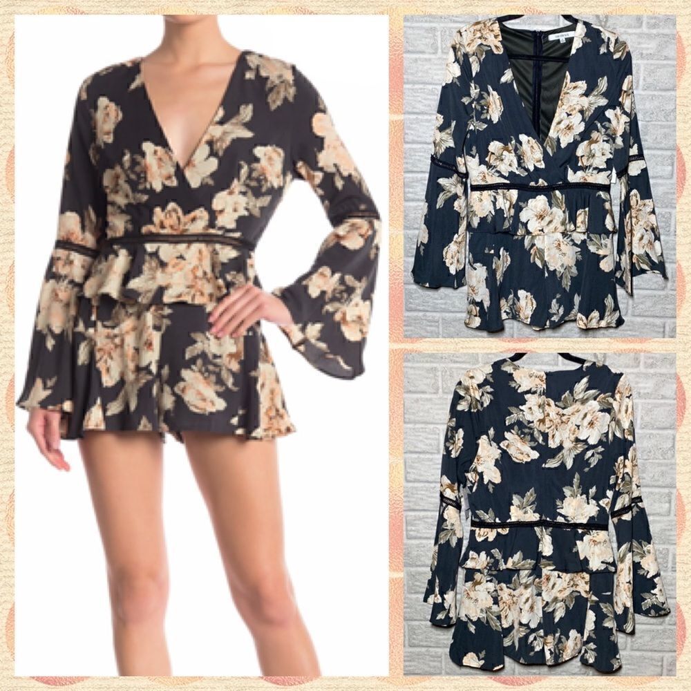 NWT MSRP $140 ONE ONE SIX Bell Sleeve Floral Romper Women's Size Medium